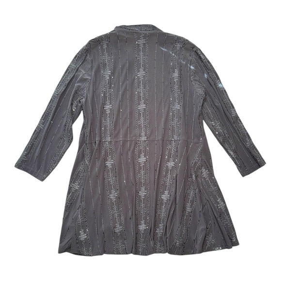 Susan Graver Small Green Sequin Embroidered Cardigan - Picture 2 of 4